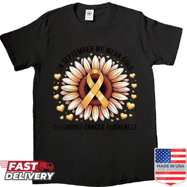 Sunflower design shirt for childhood cancer awareness in September