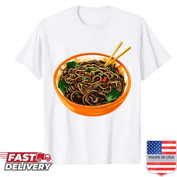 Playful food-themed shirt featuring Jajamyeon noodles
