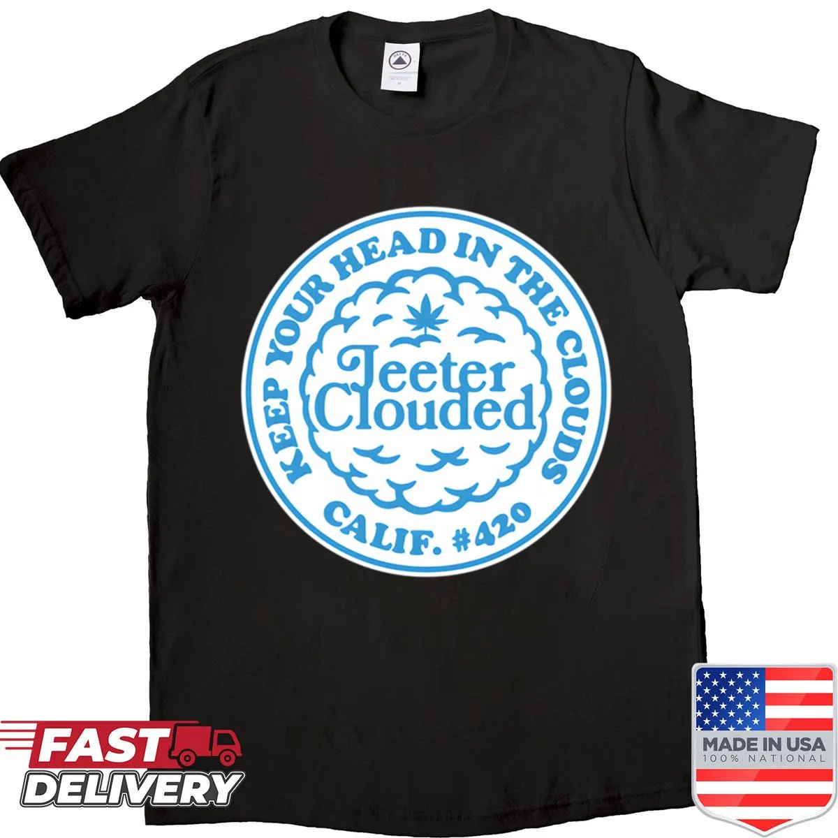 Inspirational typography saying keep your head in the clouds