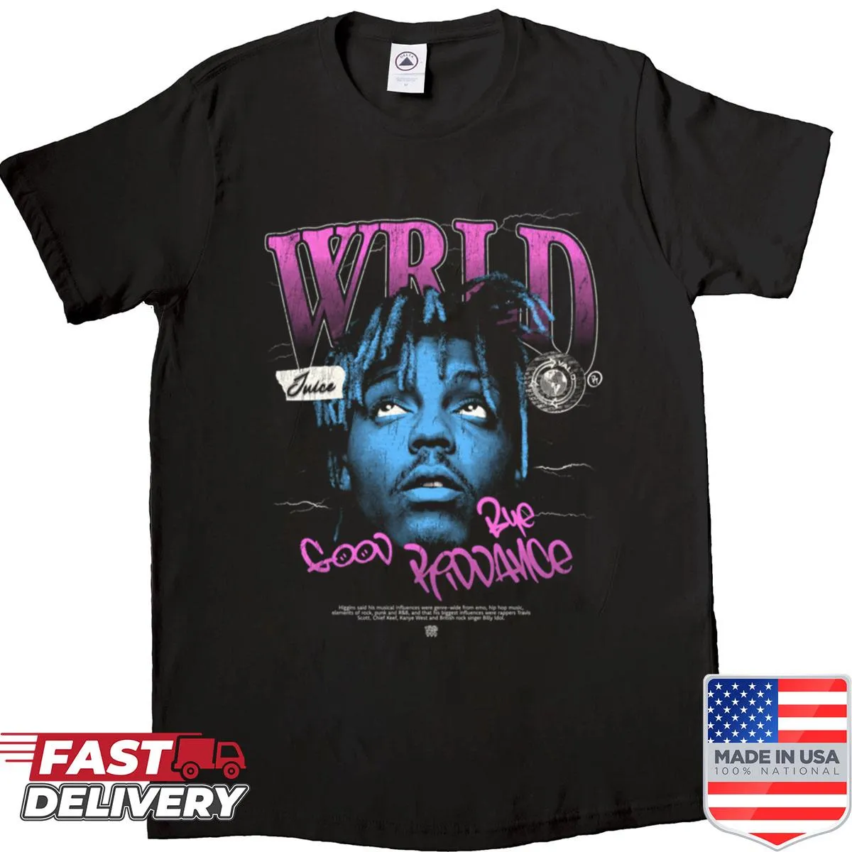 Stylish shirt featuring a unique halftone design of Juice Wrld
