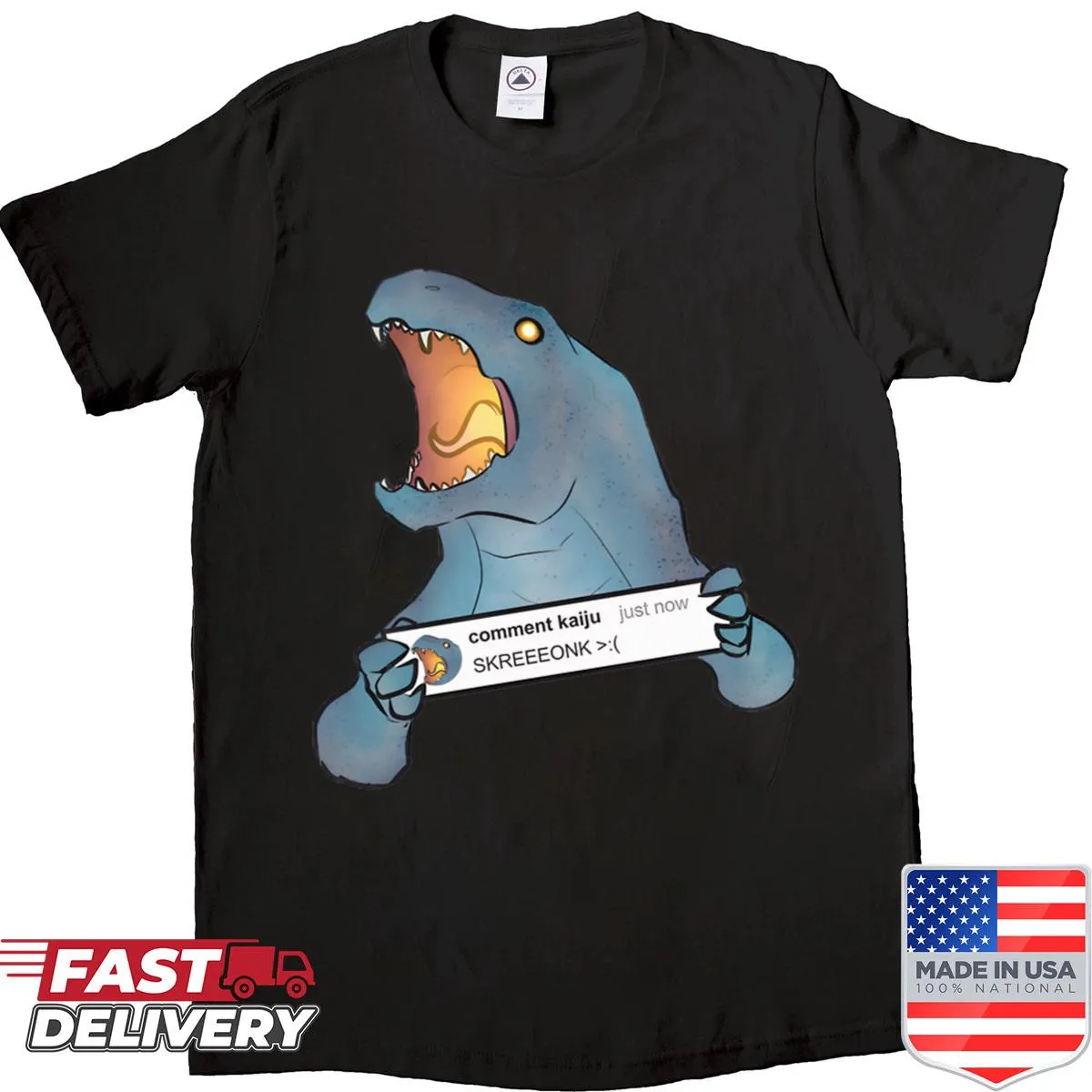 Funny shirt with the phrase 'Kaiju Roars' for social media enthusiasts