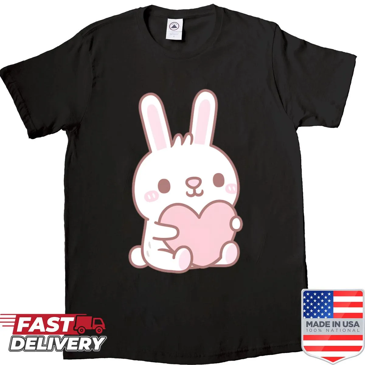 Kawaii shirt with a bunny hugging a heart