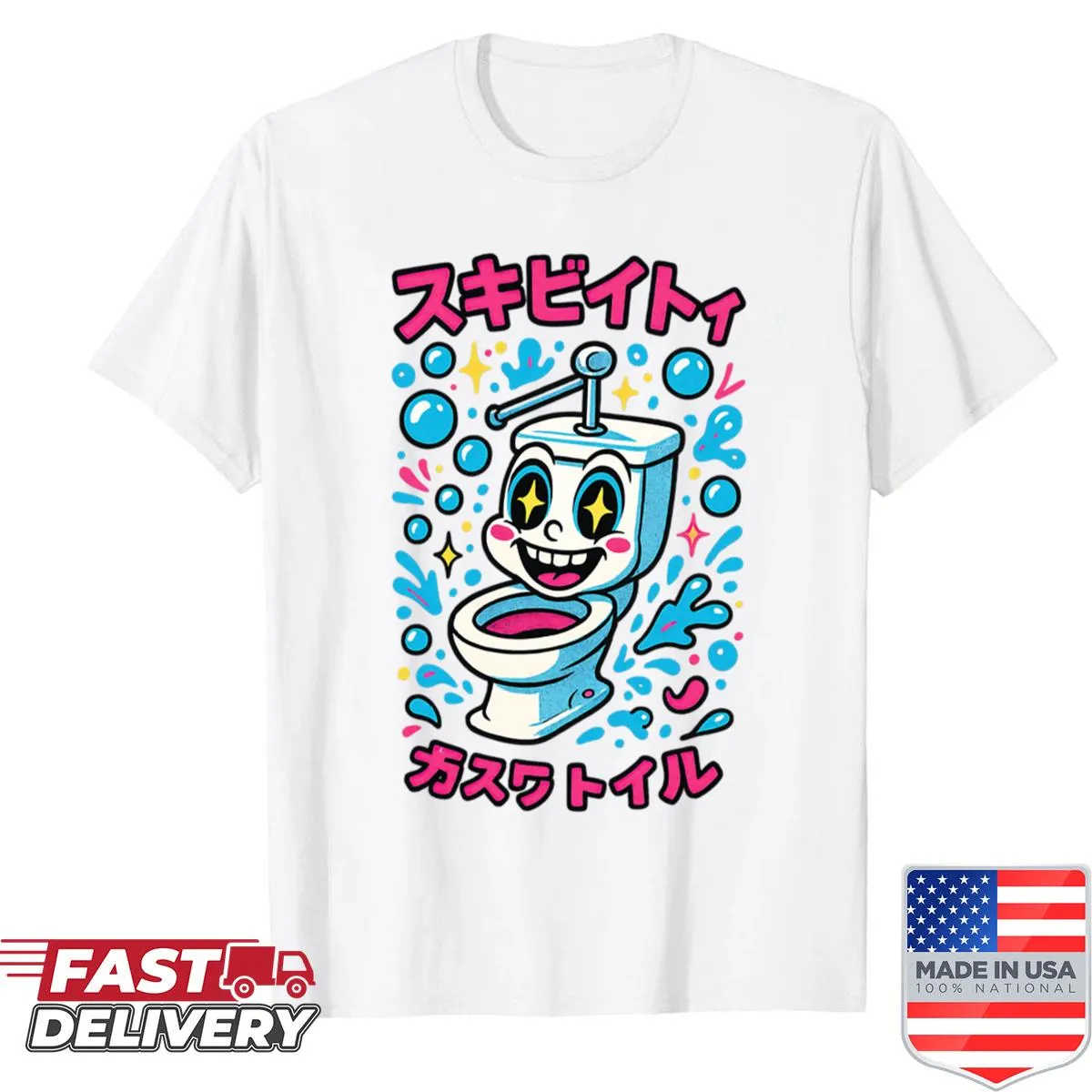 Kawaii Creepy Skibidi Toilet T-shirt with cartoon toilet graphic