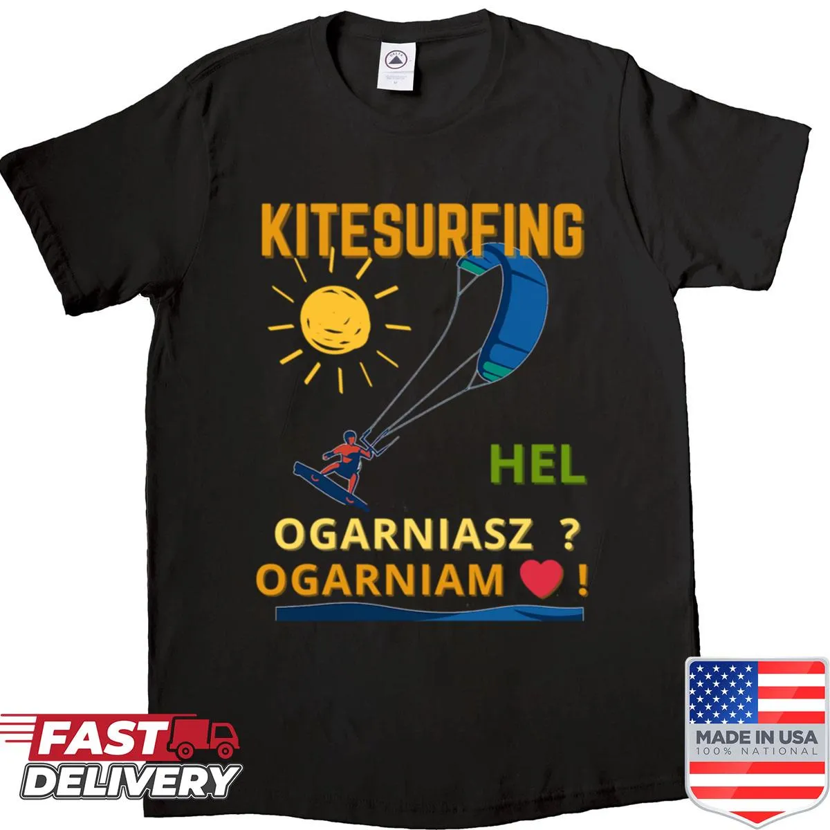 Funny surf lifestyle tee with the phrase 'Hel Ogarniasz Ogarniam You Got This I Got This'