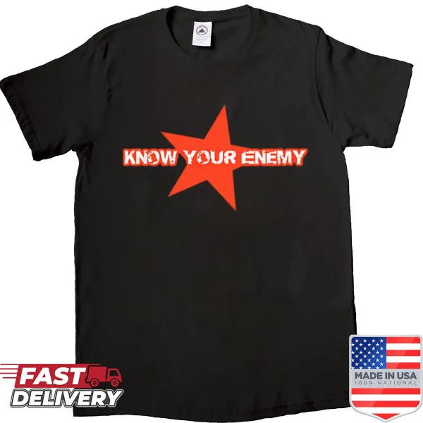 Stencil graffiti graphic with the text 'Know Your Enemy'