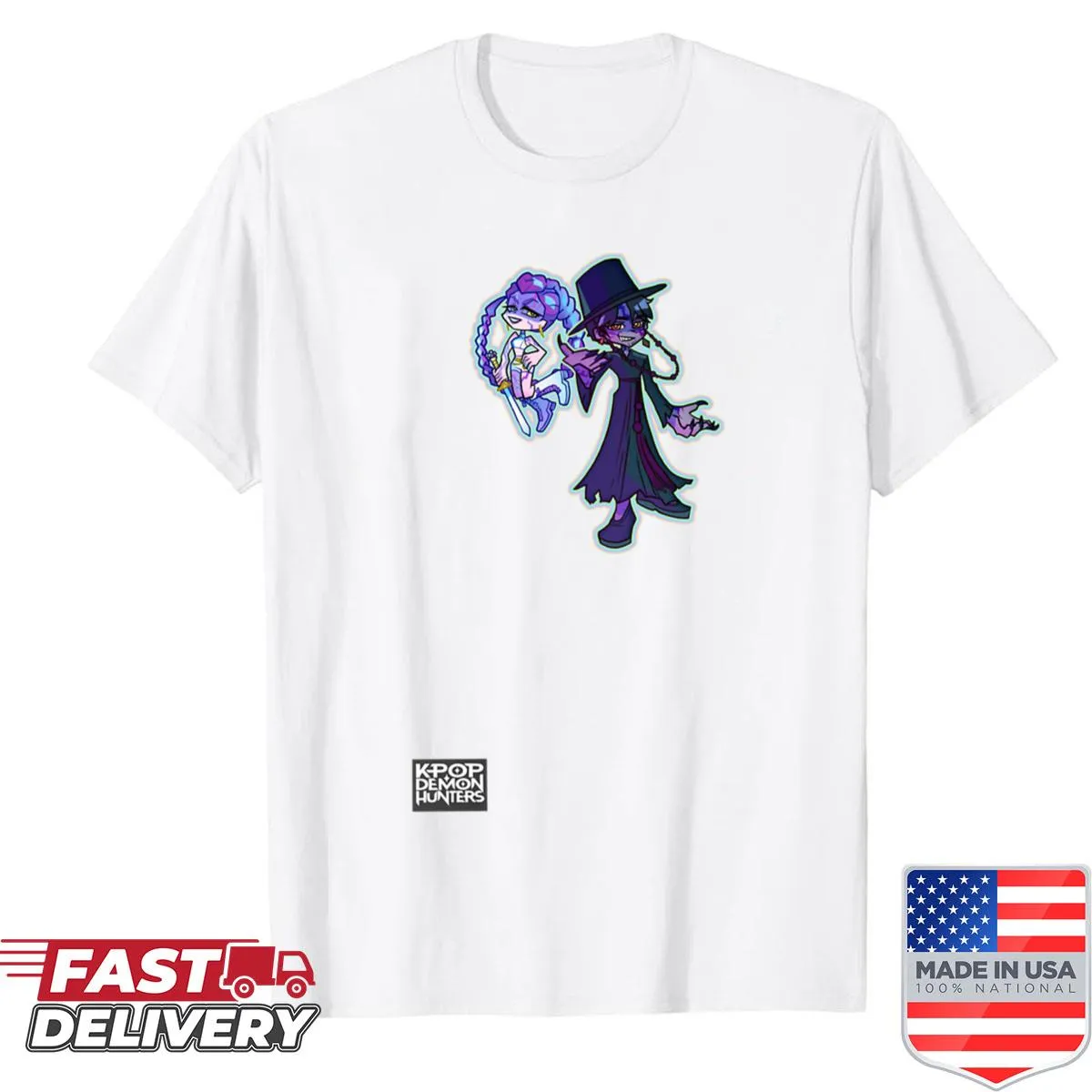 Kpop-inspired shirt featuring characters Toon Juni and Rumi
