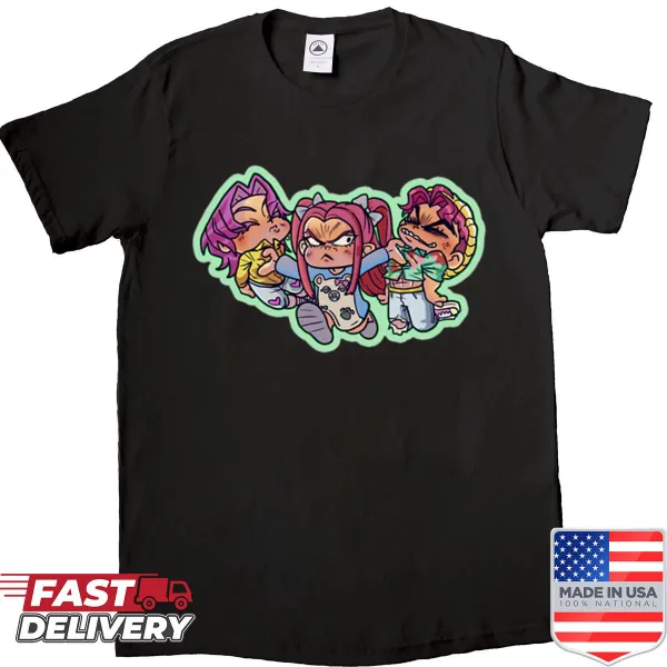 Charming chibi Kpop characters t-shirt featuring Mira and the Boys