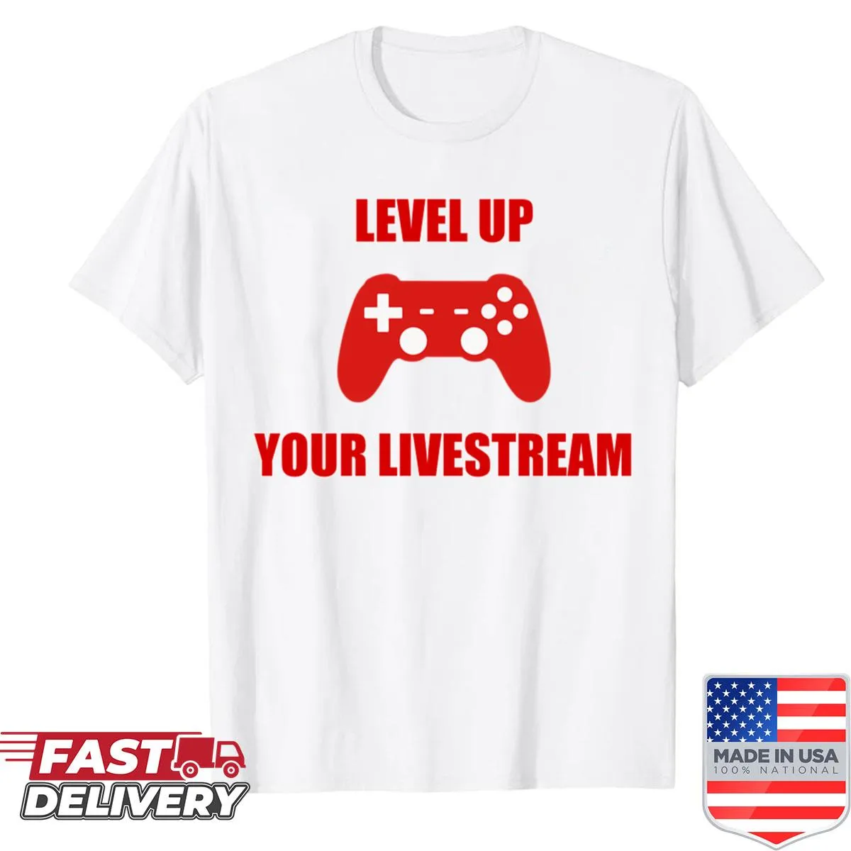 Motivational streamer shirt with bold typography for gamers