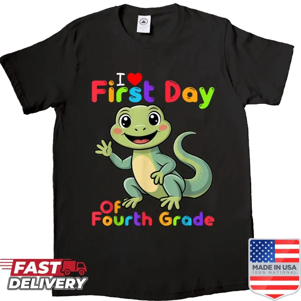 Cute lizard-themed shirt for kids' first day of 4th grade