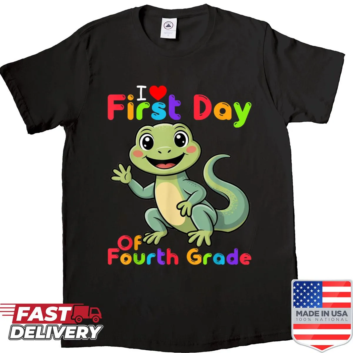 Cute lizard-themed shirt for kids' first day of 4th grade