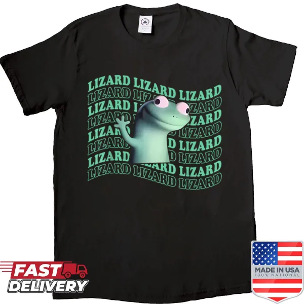 Funny lizard-themed shirt with playful repeated text