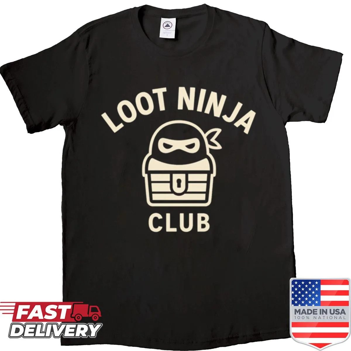 Oversized shirt featuring 'Loot Ninja Club' for gaming enthusiasts