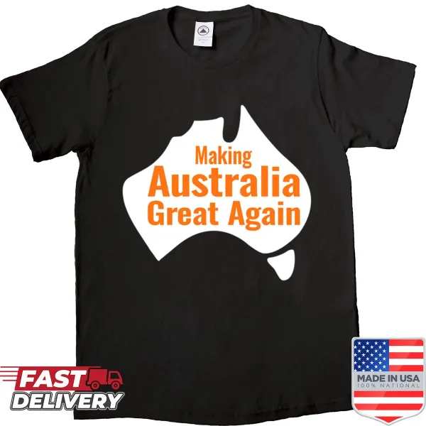Illustrated orange map of Australia on white T-shirt