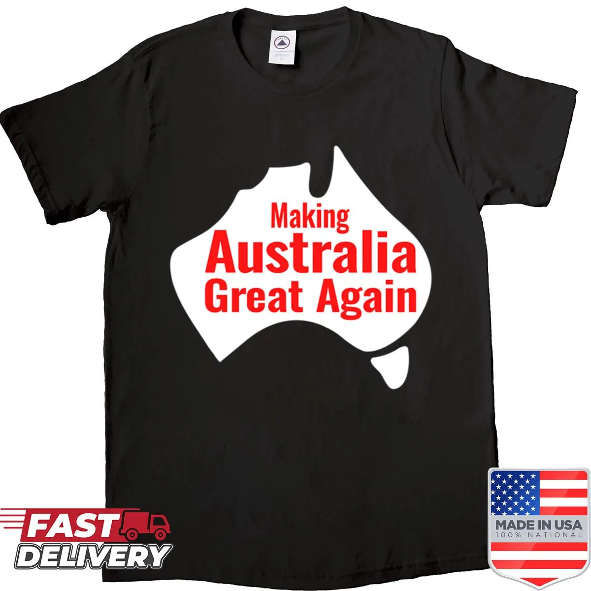 Patriotic red Australia map graphic T-shirt