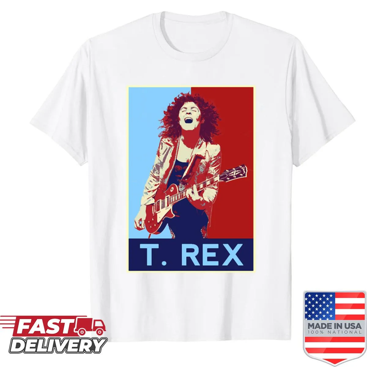 Pop art graphic t-shirt featuring Marc Bolan
