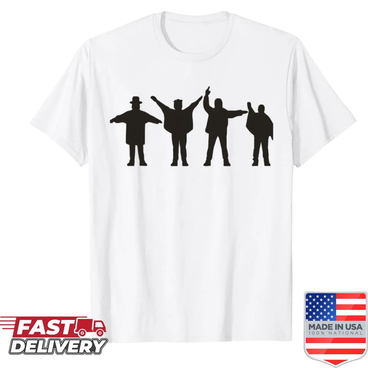 Minimalist Beatles shirt with simple line art of the famous pose