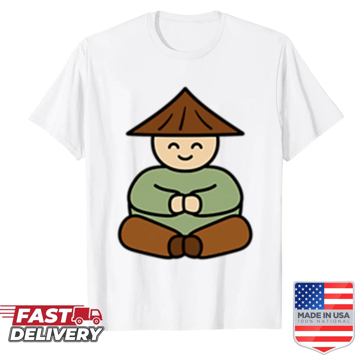 Minimalist zen monk illustration on a meditation shirt