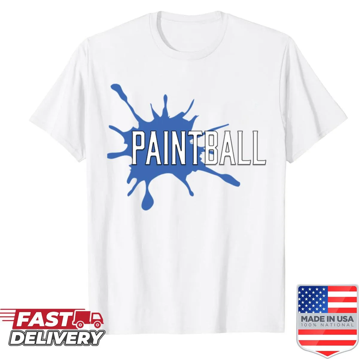 Playful paintball splat graphic t-shirt for sports enthusiasts