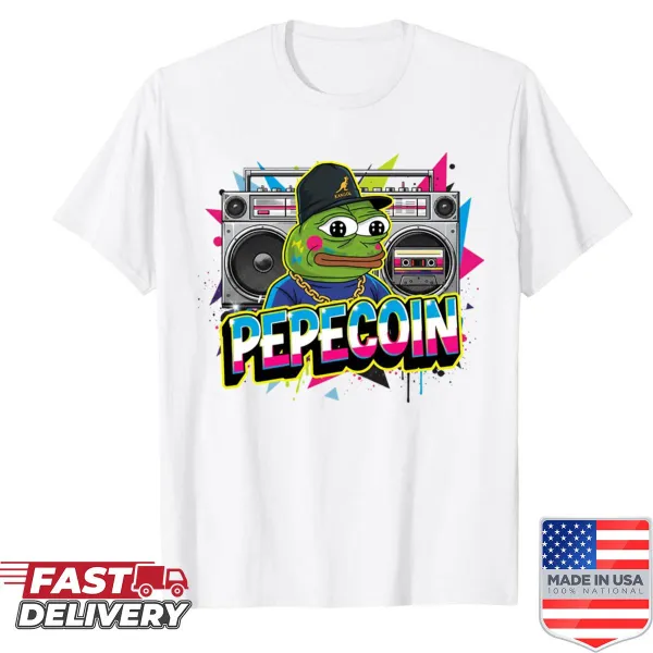 Retro Pepe Frog shirt in an 80s hip-hop theme