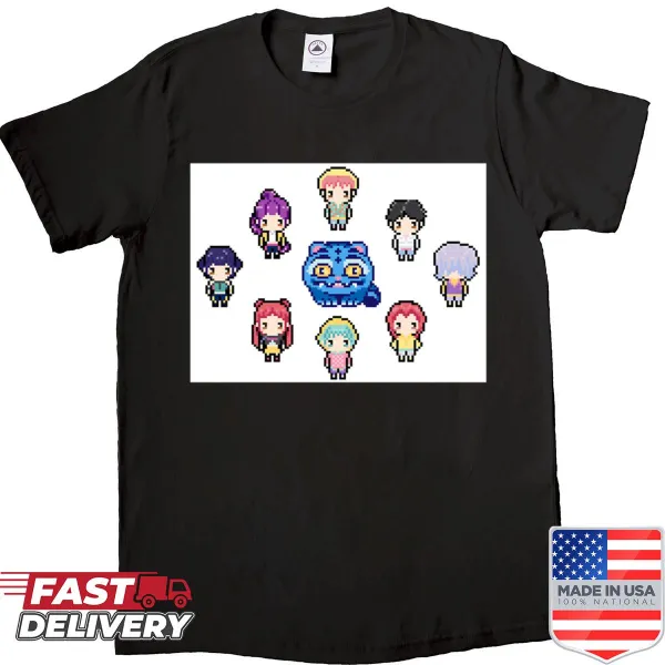 Fantasy-themed shirt featuring demons and hunters illustration