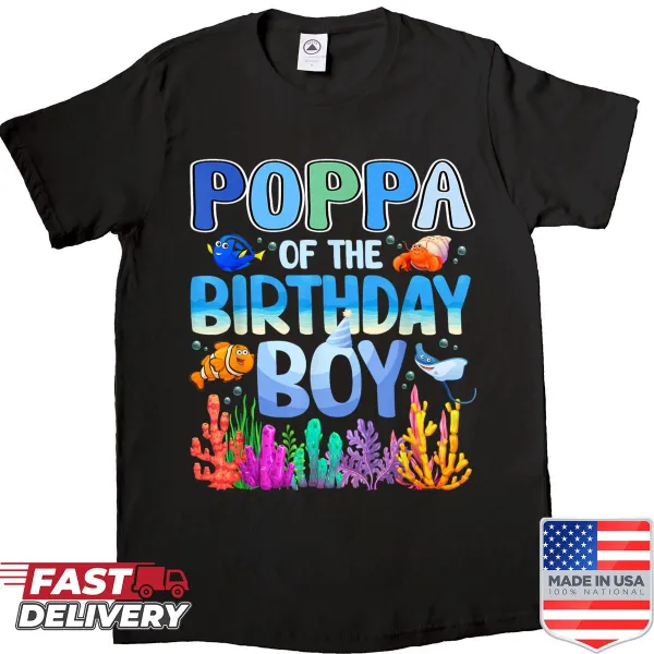 Matching shirt for dad with sea animals and birthday theme
