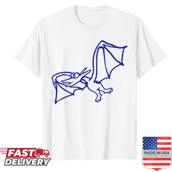 Cartoon Pterosaur graphic on a fun dinosaur T-shirt for kids