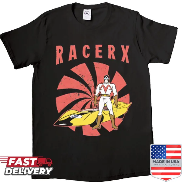 Dynamic racer graphic on a playful car-themed shirt