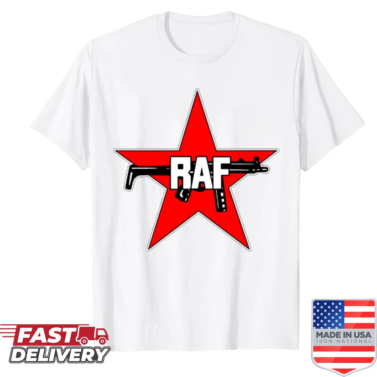 Bold typography T-shirt referencing the Red Army Faction