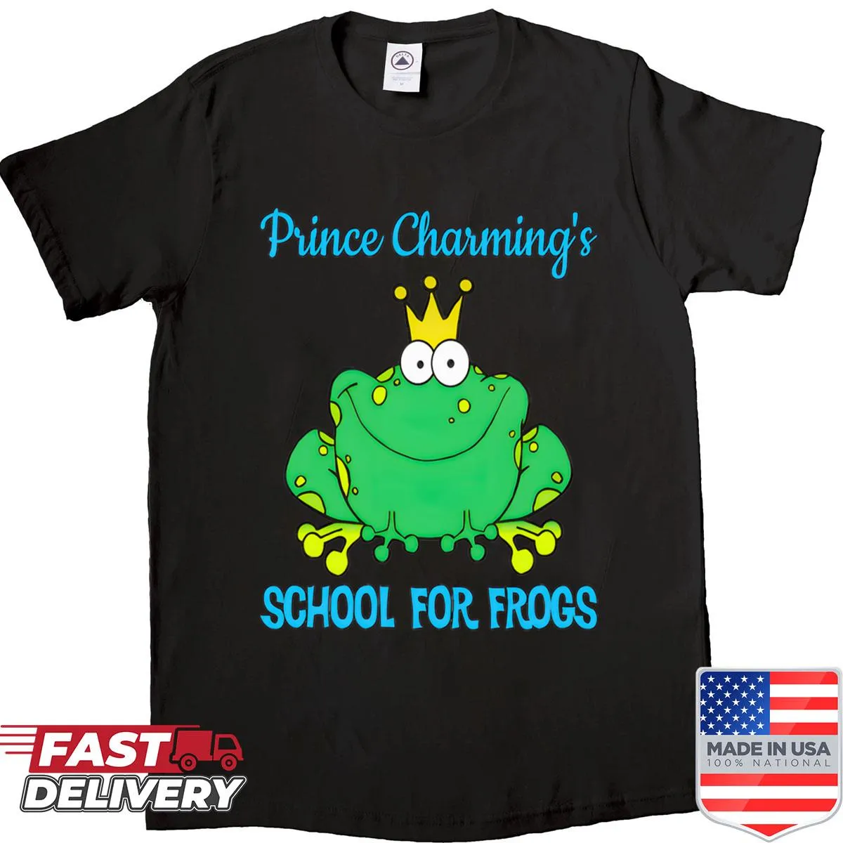 Oversized shirt featuring a cute frog with a crown.