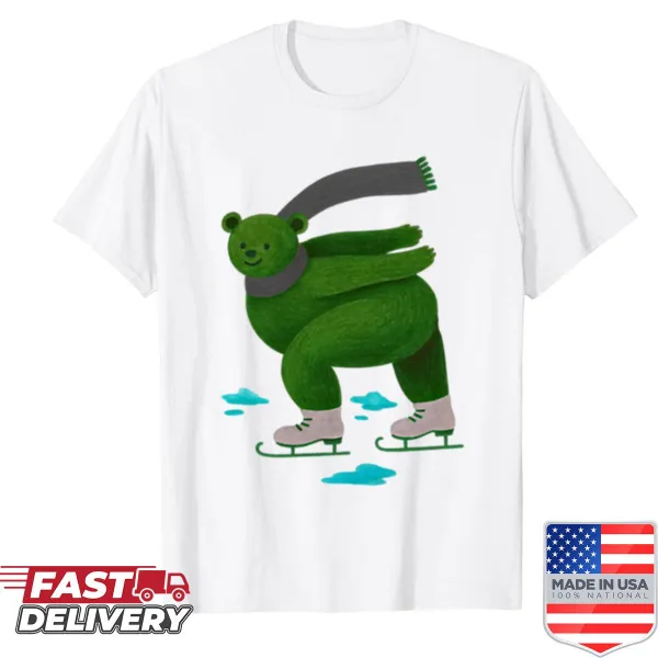 Cartoon bear skating design on a playful shirt