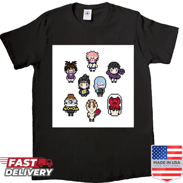 Illustration of whimsical sorcery baddies on a t-shirt.