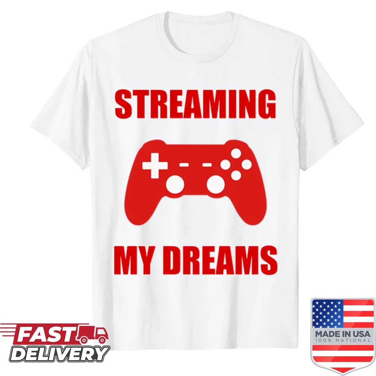 T-shirt for content creators with motivational streaming graphic