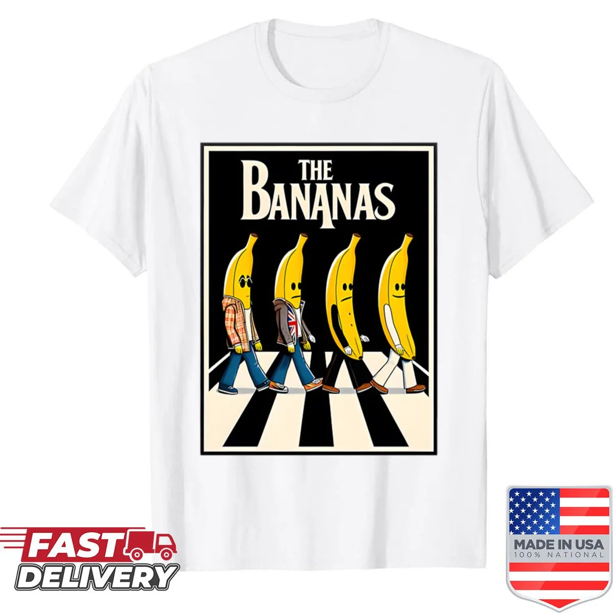 Oversized shirt with playful banana design and humorous illustration