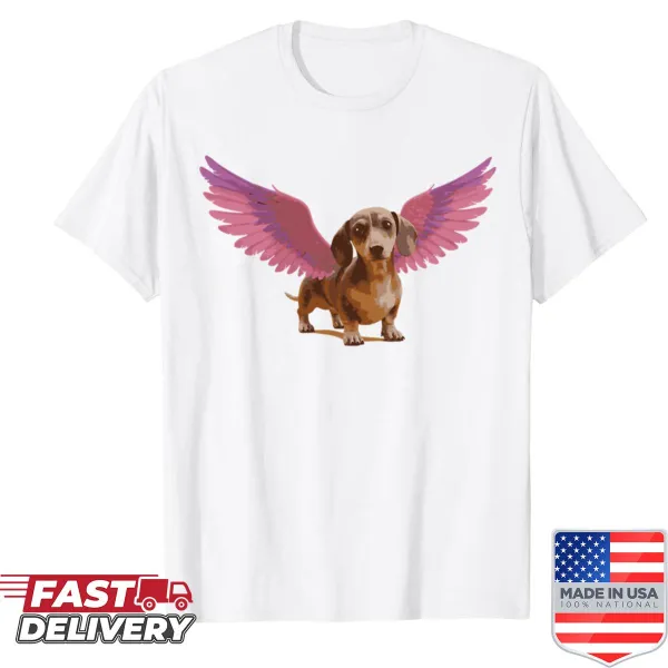 Cartoon dog flying with wings in playful graphic