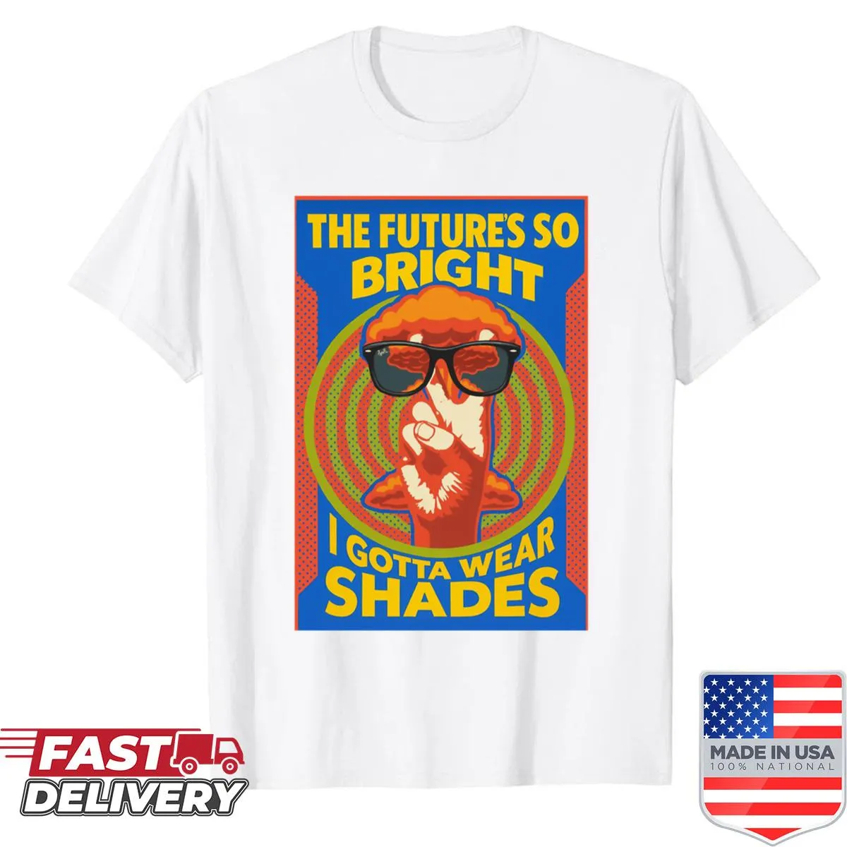 Retro pop art shirt that says 'The Future's So Bright'