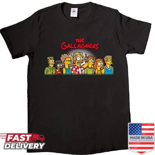 Oversized shirt featuring a Simpsons-style cartoon rock band design