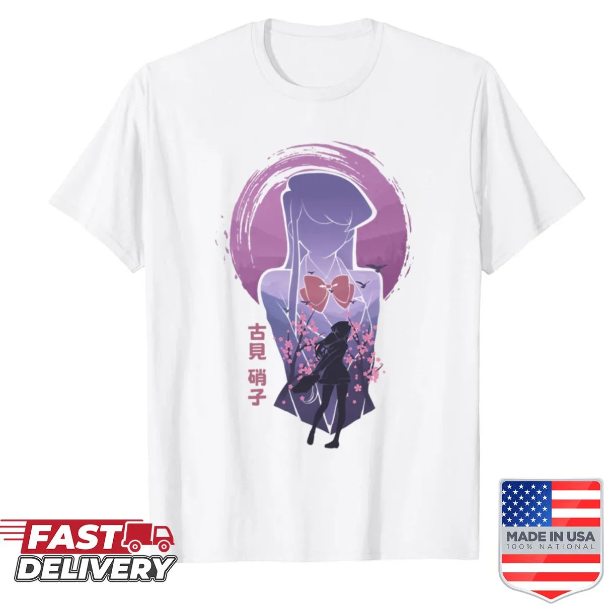 Illustrative shirt featuring a graceful figure representing Lady Komi
