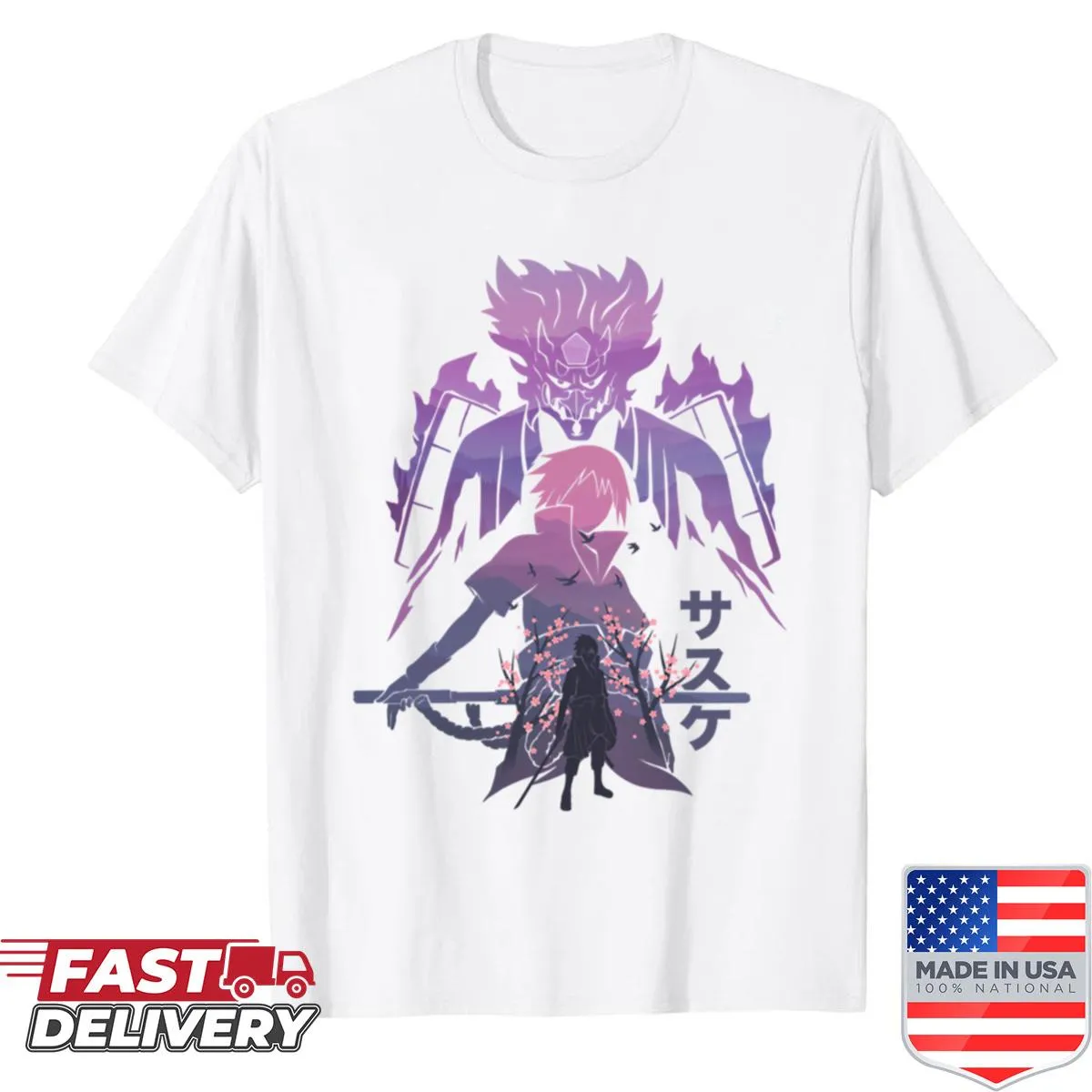 Oversized shirt celebrating the Uchiha clan with bold graphic