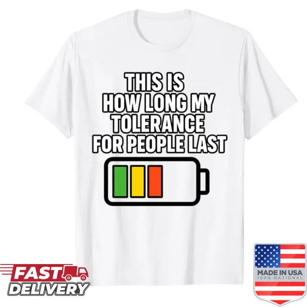 Funny battery graphic with text about social tolerance
