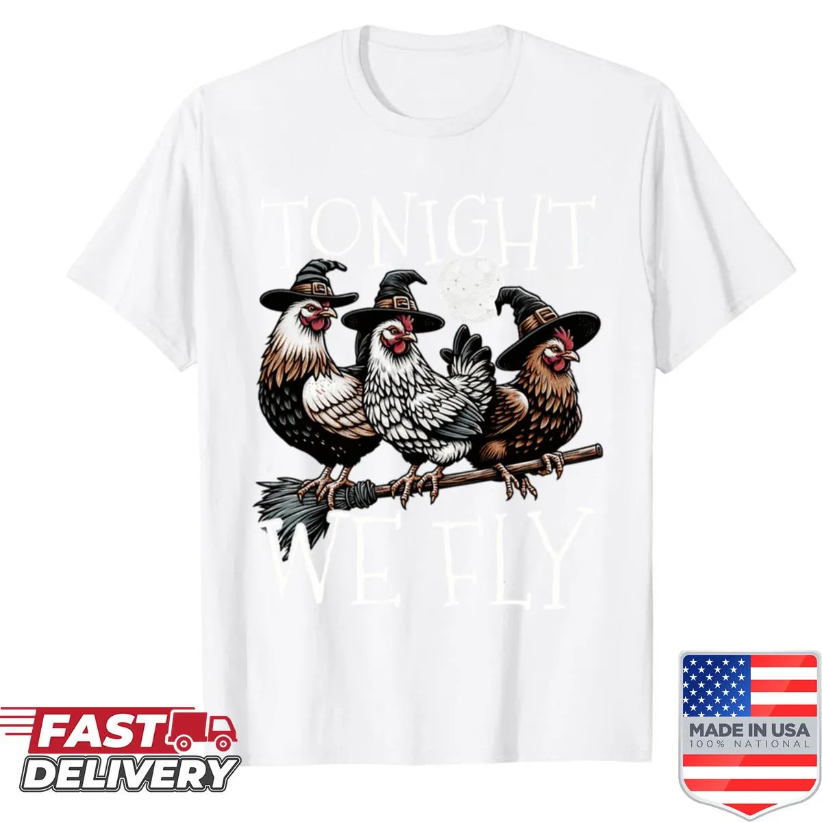 Funny chicken design for Halloween on a t-shirt
