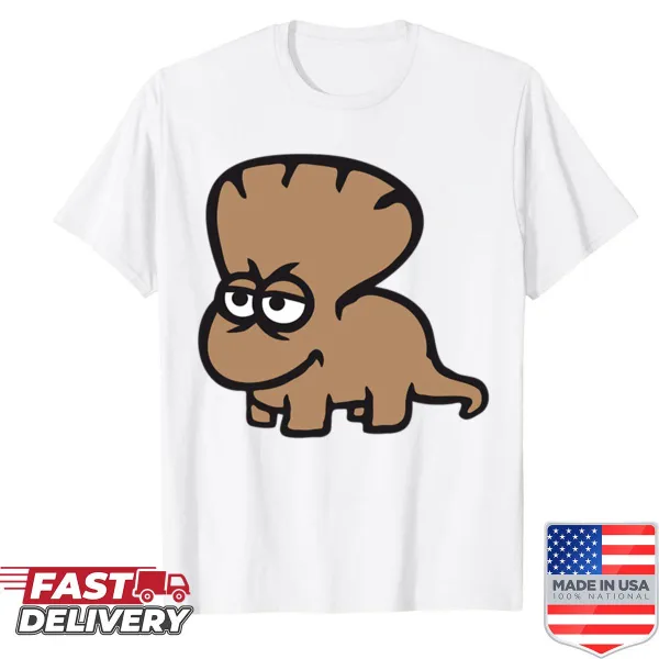 Angry cartoon Triceratops with two horns on a T-shirt