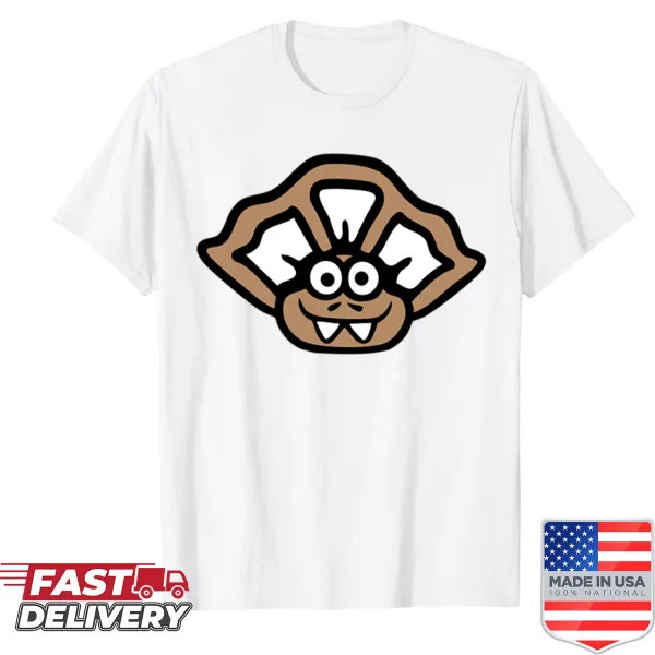 Cartoon Triceratops with funny teeth on a T-shirt