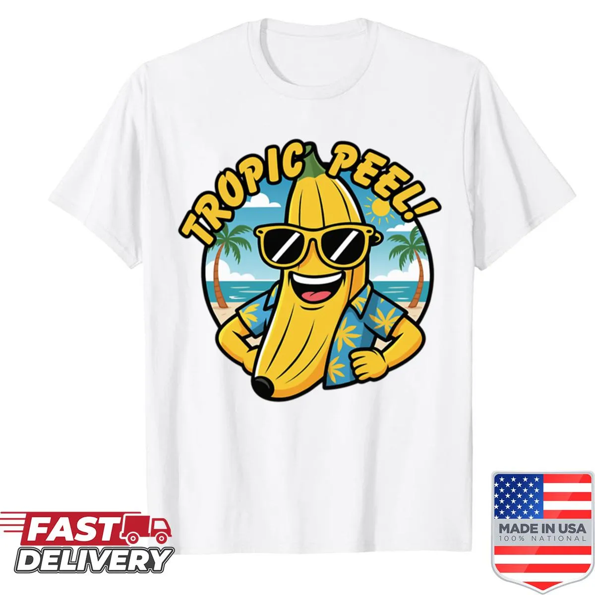 Graphic T-shirt with playful tropical fruit illustration