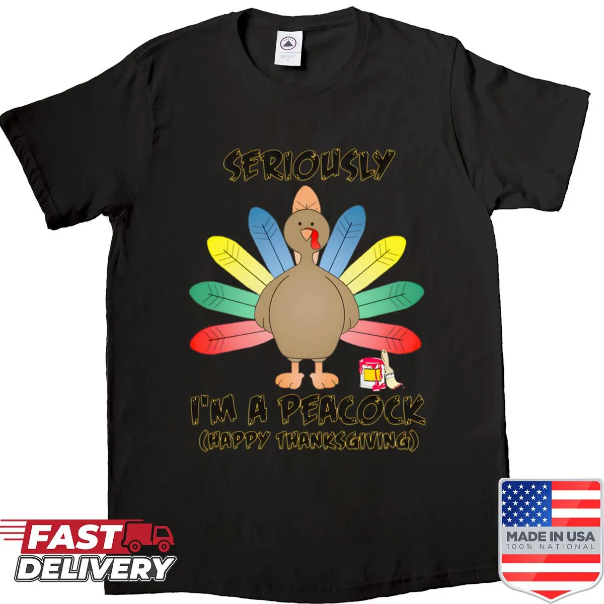 Funny Thanksgiving shirt with turkey and peacock design