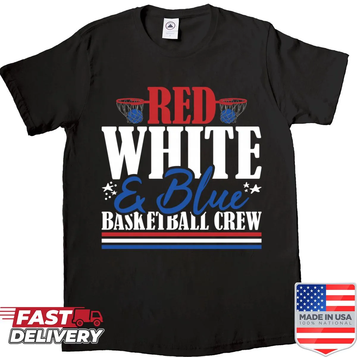 Basketball-themed veteran shirt with U.S. flag design