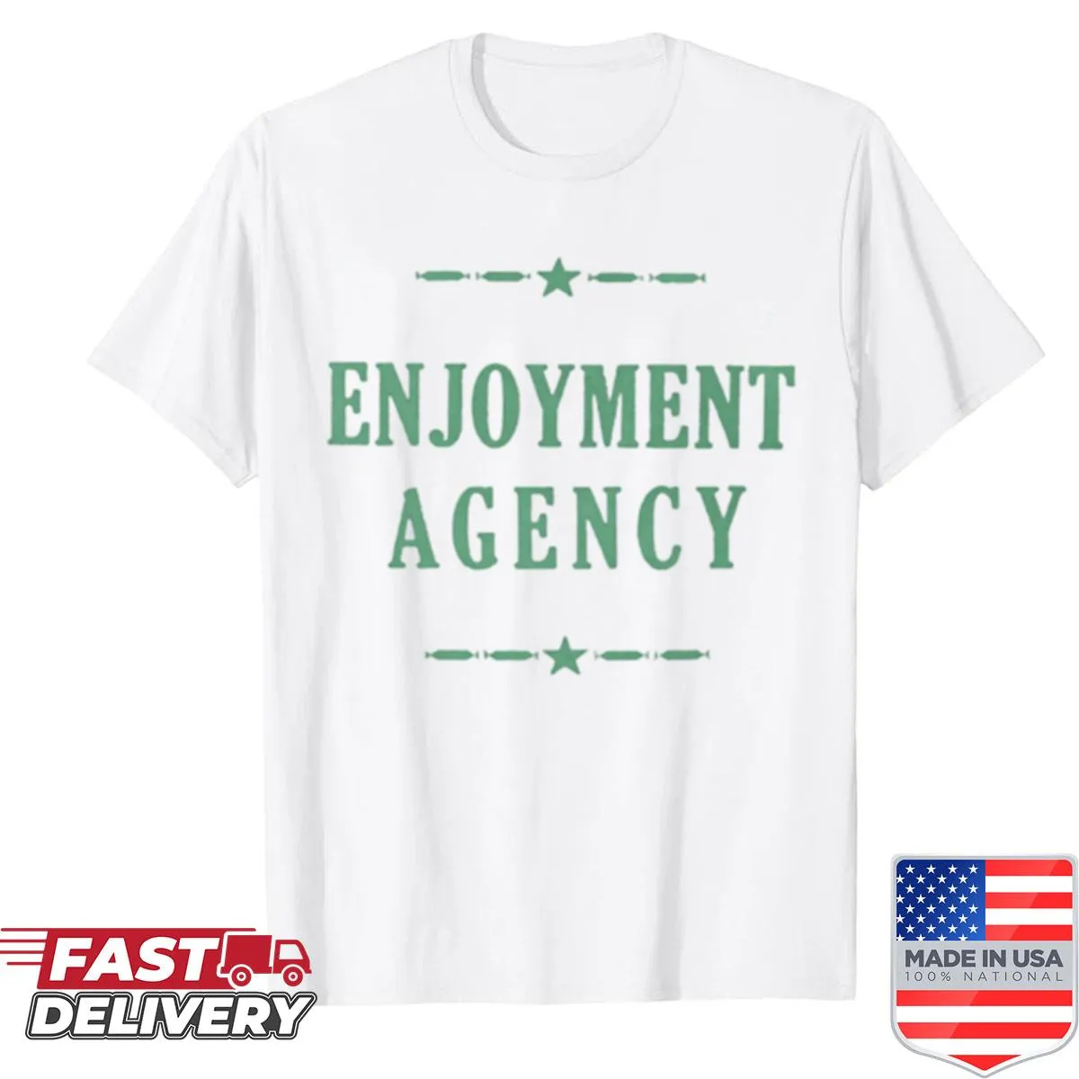 Vintage graphic of an Enjoyment Agency on a shirt