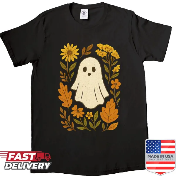 Distressed vintage folk art ghost t-shirt design