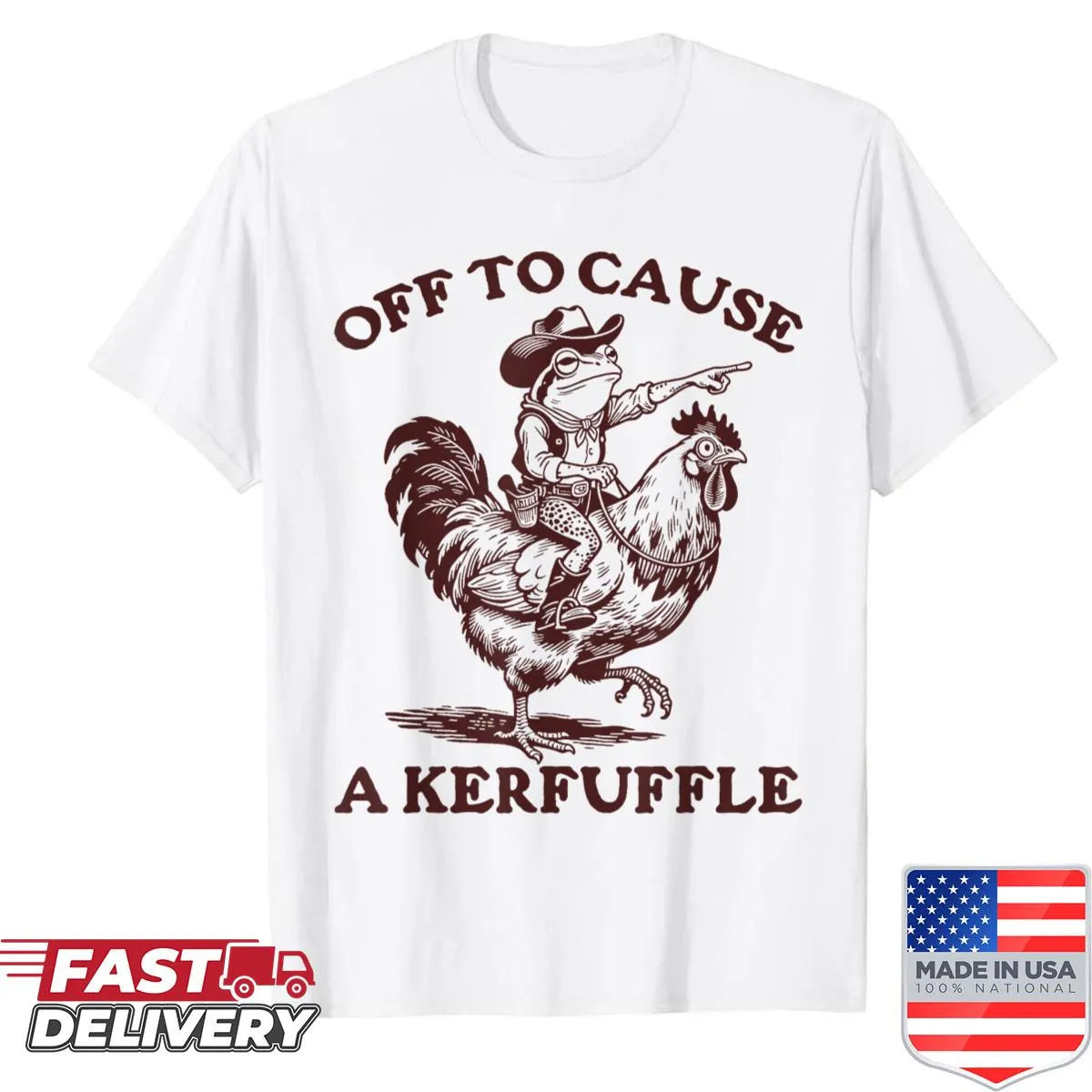 Vintage shirt featuring a frog riding a chicken design