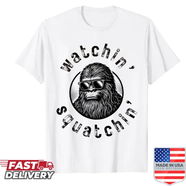 Playful graphic T-shirt for Bigfoot enthusiasts.