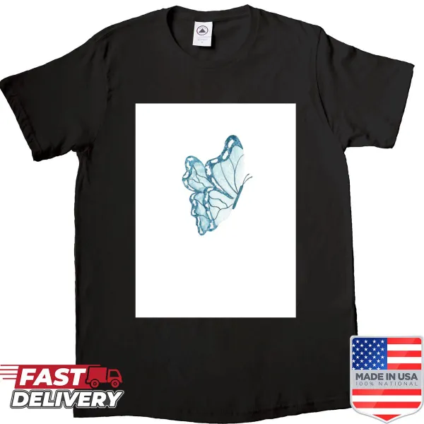 Watercolor butterfly graphic on minimalist t-shirt